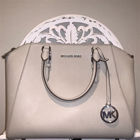 michael kors ciara cement|NWT Michael Kors Ciara Large Saffiano Leather Satchel in .